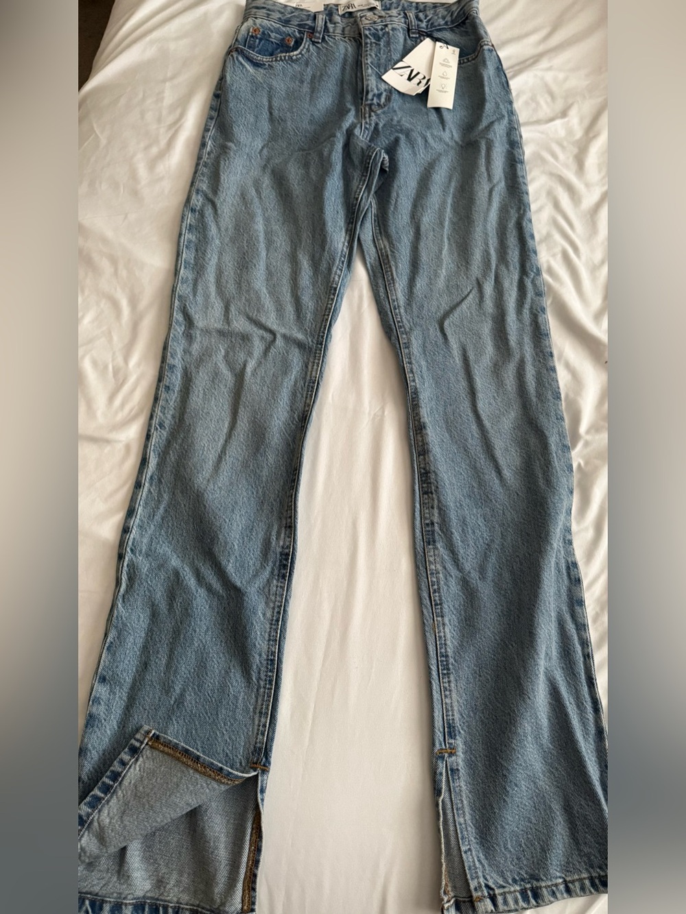 Zara Light Blue Flare Wide-Leg Jeans